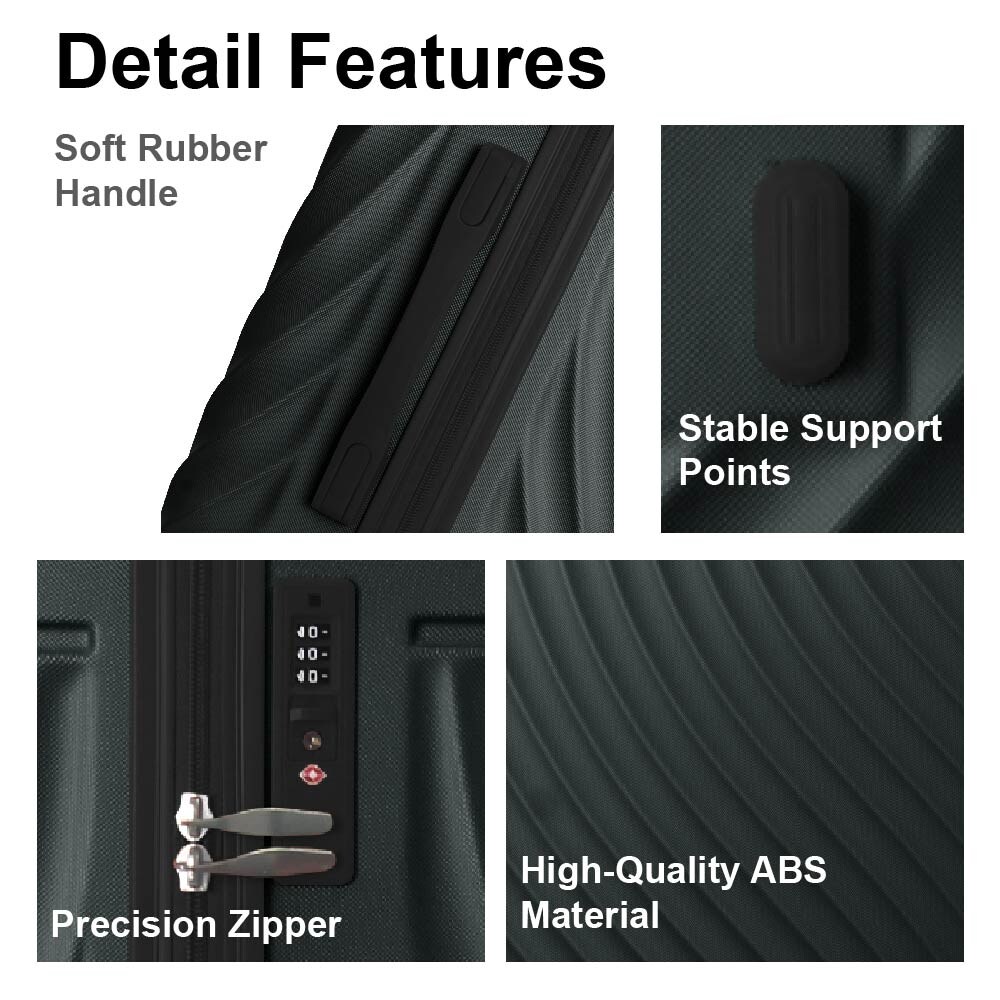 Luggage Sets ABS Hardshell 3pcs Luggage, Lightweight Durable Suitcase Sets Spinner Wheels Suitcase With TSA Lock 20''24''28'' Available(Dark Green）_voghion.com